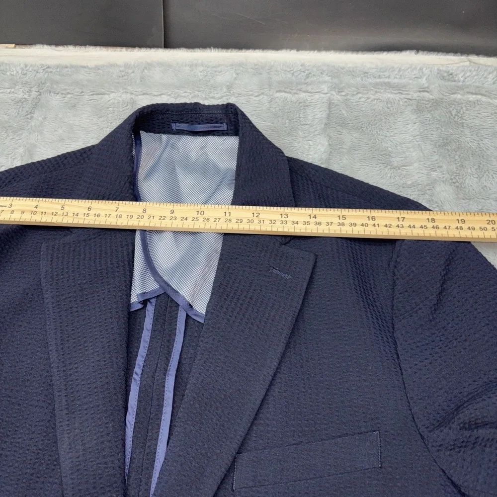 Victor Emmanuel Textured Stretch Seersucker Sport Coat L/42-Reg Navy NWT